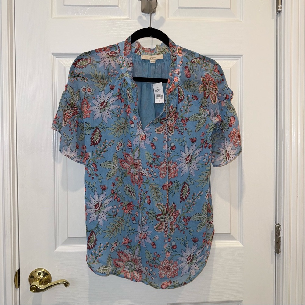 LOFT Floral Blue Women's Top